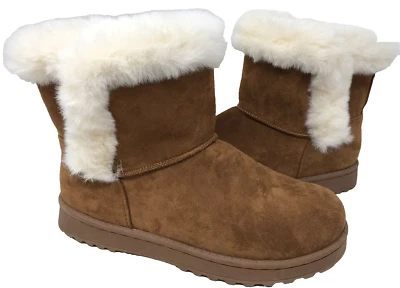 So Women's Paulina Comfort Pull On Faux-Fur Winter Boots Brown Size:9 108V - Image 1 of 4