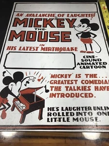 2002 DISNEY MICKEY THE MOUSE METAL TIN RETRO SIGN 17 x 12 Uno Evans Paintings - Picture 1 of 12