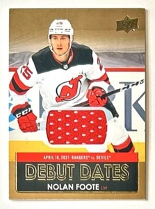 2021-22 Upper Deck Nolan Foote Gold Debut Dates Jersey Patch SP #DD-23 NJ Devils - Picture 1 of 15