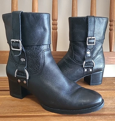 Harley Davidson SADIE Boots Women 8.5 Black Leather Heeled Biker 84068 EXCELLENT - Image 1 of 4