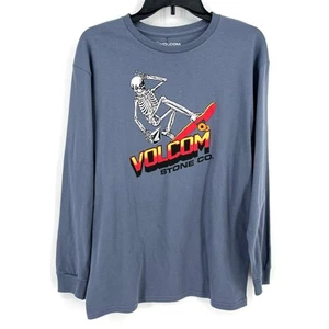 Volcom Bone Slide Skeleton Skater Long Sleeve Tee Shirt Big Boys Sz XL 16 - Picture 1 of 5