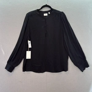 Wilfred Aritzia NWT - women’s Ava Blouse stand collar long sleeve black top XL - Picture 1 of 11