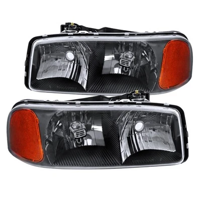 Black Fits 1999-2006 Gmc Sierra 2000-2006 Yukon Xl 1500 Denali Headlights Lamps Foto 1 de 4