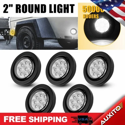 2" 5 peças polegadas DOT reboque redondo transparente 9 marcadores luz LED com ilhó para caminhão ônibus - Imagem 1 de 4