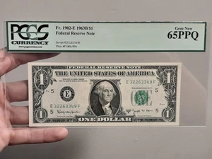 1963 B $1 Federal Reserve Note PCGS 65PPQ  (2 Consecutive Notes) You Get Both - Picture 1 of 12