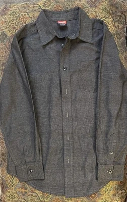 Wrangler 男孩衬衫 L 码 10/12 长袖纽扣灰色 — 第 1/3 张图片