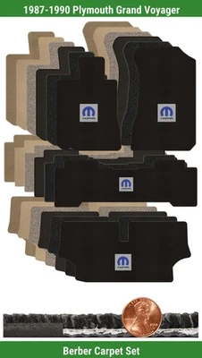 Conjunto de tapete berbere personalizado para '87-90 Plymouth Grand Voyager com logotipo (4 peças) #112Y - Imagem 1 de 4