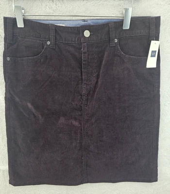 GAP 1969 Ladies Dark Purple Fine Needle Corduroy Skirt Pockets Size 12 Nwt - Image 1 of 4