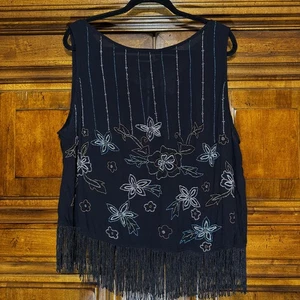 Idyllwind Shirt Womens 2XL Black Beaded Fringe Boho Western Festival Miranda - Picture 1 of 11