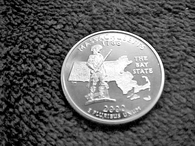 2000 S PROOF MASSACHUSETTS STATE  QUARTER FROM PROOF SET -CLAD - Image 1 of 2