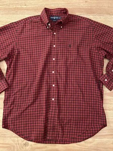 Camisa negra vintage Ralph Lauren abotonada talla L roja a cuadros pecho ligero 54 - Imagen 1 de 4