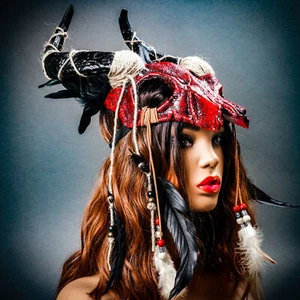 Scary Bloody Devil Animal Horns Cosplay Masquerade Mask Antelope Animal Skull - Picture 1 of 8
