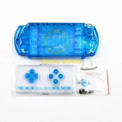 For PSP 2000 Replacement Full Housing Shell Case Cover with Buttons Clear Blue# - Image 1 of 2