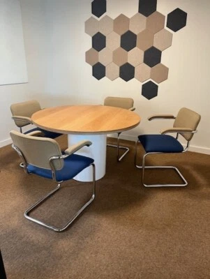 Sillones Knoll Marcel Breuer Cesca - azul y tostado con patas cromadas | Juego de dos  Foto 1 de 4