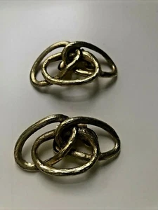 Vintage Musi Bow Gold Tone Knot Looped Detail Shoe Clips Set - Picture 1 of 6