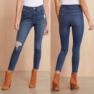 Good American Good Legs Crop Fray Hem Distressed Skinny Jeans size 25 - Picture 1 of 13