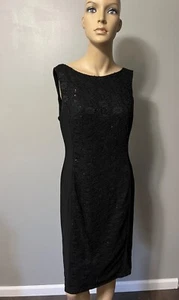 Ann Taylor LOFT Womens Lace Overlay Sheath Cocktail Party Dress - Black - Size 6 - Picture 1 of 3