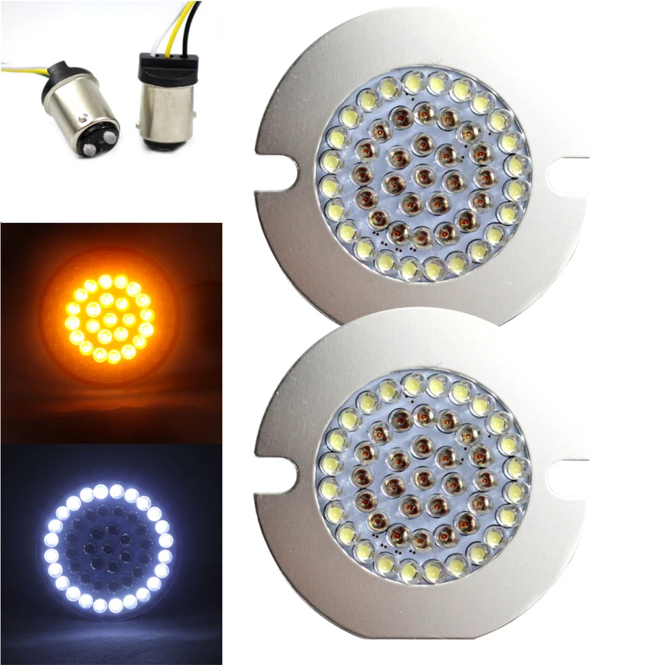 Luces Eagle 3.25" Harley LED señales de giro delanteras planas con luz de funcionamiento Halo 1157 Foto 1 de 4