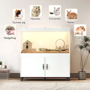 TC-HOMENY Wooden Hamster Cage Guinea Pig Storage Cabinet Small Animal Cage House - Picture 1 of 11