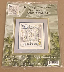 Design Connection / Kit punto croce Ursula Michael "Believe in Your Dreams" nuovo con scatola - Foto 1 di 2