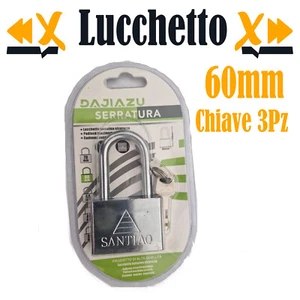 Lucchetto Corazzato Antiscasso 60 mm Con 3 Chiavi antifurto massima sicurezza - Foto 1 di 2