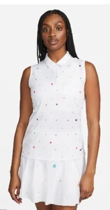 Nike Dri-Fit Victory Polo da golf senza maniche stampata donna taglia S NUOVA DH2060-100 - Foto 1 di 5