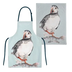 Meg Hawkins Cotton Apron & Tea Towel Set - Puffin - Picture 1 of 3