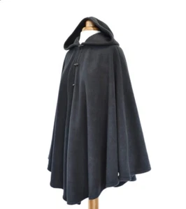 Womens Black Handmade Cloak with Hood - Plus Size by Delicat Studios - Picture 1 of 6