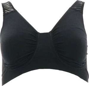 Rhonda Shear 2Pc Seamless Underwire Bra Lace Straps BLACK BEIGE S NWOT (267) - Picture 1 of 4