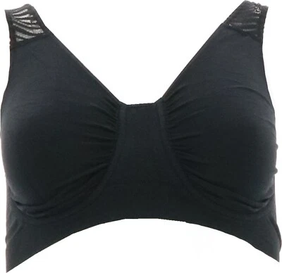 Rhonda Shear 2Pc Seamless Underwire Bra Lace Straps BLACK BEIGE S NWOT (267) - Image 1 of 4