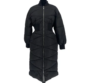 Steve Madden Norma Puffer Coat Damen Medium Black Long Ribbed - Bild 1 von 17