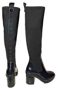 Tory Burch Boots  PRESTON Stretch Over The Knee Lug Sole Booties 5 Back Web Logo - Picture 1 of 10
