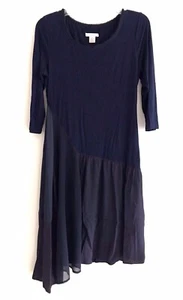 Sundance Drop Waist Asymmetrical Hem Dress Size M Blue Pullover Stretch Frayed - Picture 1 of 10