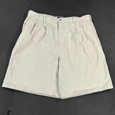 Vintage 90s Ruff Hewn Chino Shorts Mens 37 Pleated Khaki Tan Light Wash - Image 1 of 4