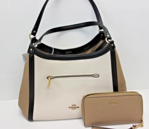 Coach Kristy Shoulder Leather Bag in Colorblock- Khaki/Multi C6828 w/ Wallet - Picture 1 of 5