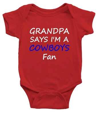 Abuelo dice que soy fanático de los vaqueros bebé bebé bebé body ropa de una pieza cita de regalo Foto 1 de 3