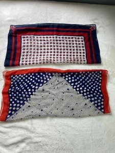 2 Vintage Patriotic Scarves Burnel Liz Claiborne Red Whote Blue Stars Polka Dots - Picture 1 of 10