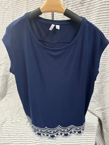 Elle Short Cap Sleeve Women's Top Blue Size XL - Picture 1 of 3