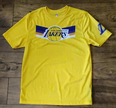 LA LAKERS T Shirt Men Size Medium Yellow Short Sleeve Crew Neck NBA Basketball - Image 1 of 4