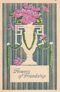 Flowers of Friendship-Images in Relief-Vintage Postcard  E11 - Picture 1 of 3