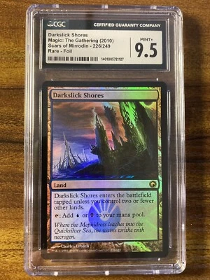 MTG✨DARKSLICK SHORES FOIL✨Scars of Mirrodin CGC 9.5 MINT+ RARE Dual LAND POP 1 ! - Image 1 of 2