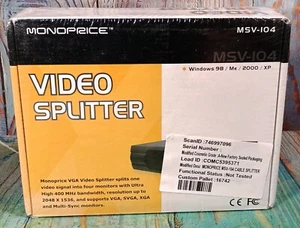 Monoprice Video Splitter - MSV - 104 - NEW - Picture 1 of 6