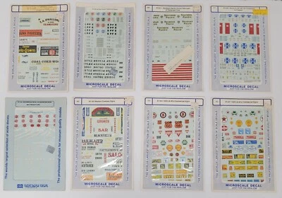 Lot of 8 ~ Vintage HO Scale Microscale Decals ~ Locomotive Train Car Signs NOS - Image 1 of 4