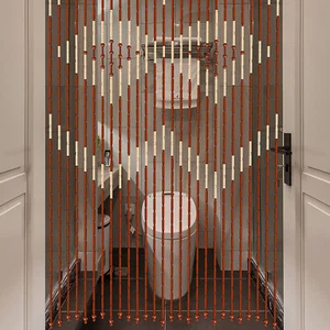 Vintage Boho Hippie Style Beaded Doorway Curtain, Wood Beads, 27 strand NEW - Picture 1 of 8