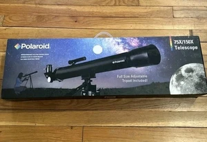 POLAROID IT-160X 75X/150X REFRACTOR TELESCOPE WITH FULL SIZE ADJUSTABLE TRIPOD - Picture 1 of 2