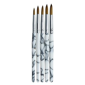 8-16# Acrylic Nail Brush White Acrylic Handle Kolinsky Hair Pro Nail Art Brushes - Picture 1 of 16