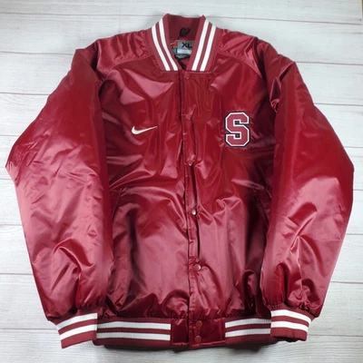 Chaqueta Universitaria Vintage Roja Satinada Nike Y2K NCAA Stanford Cardinal Para Hombres Talla Grande  Foto 1 de 4