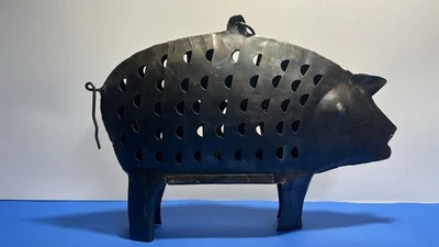 Portavelas de cerdo de metal - Decoración rústica de granja - Hecho en la India - 15"" Foto 1 de 4