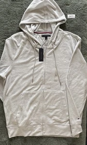 Sudadera con capucha Tommy Hilfiger gris claro polar con cremallera para hombre talla grande nueva con etiquetas - Imagen 1 de 12
