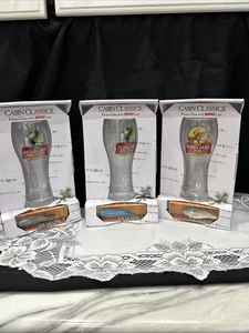 Cabin Classic  Beer Glass &Rapala Fishing Lure Gift Set set Of 3 ( 7”T X 3”W New - Picture 1 of 7